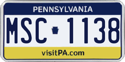 PA license plate MSC1138