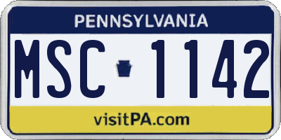 PA license plate MSC1142