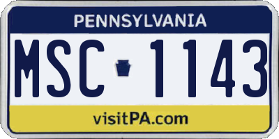 PA license plate MSC1143
