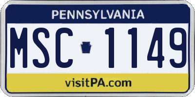 PA license plate MSC1149