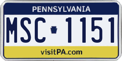 PA license plate MSC1151