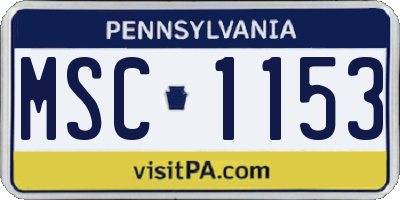 PA license plate MSC1153