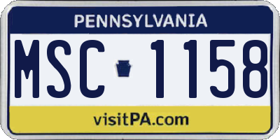 PA license plate MSC1158