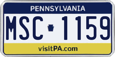 PA license plate MSC1159