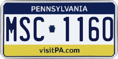 PA license plate MSC1160