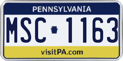 PA license plate MSC1163