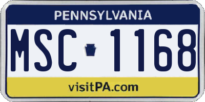 PA license plate MSC1168
