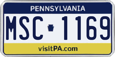 PA license plate MSC1169