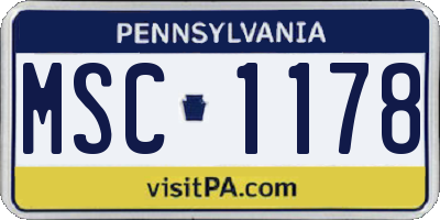 PA license plate MSC1178