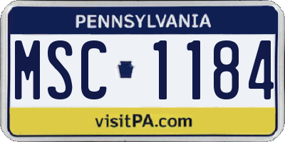 PA license plate MSC1184