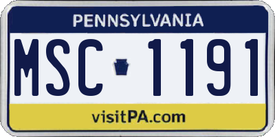 PA license plate MSC1191