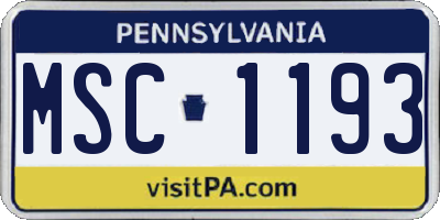 PA license plate MSC1193