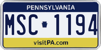 PA license plate MSC1194