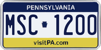 PA license plate MSC1200