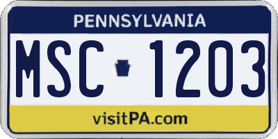 PA license plate MSC1203