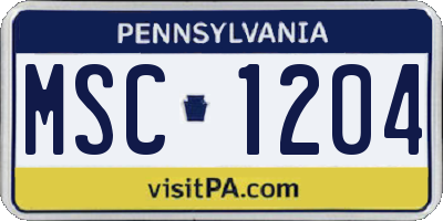 PA license plate MSC1204