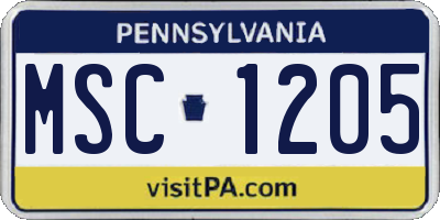 PA license plate MSC1205