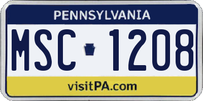 PA license plate MSC1208