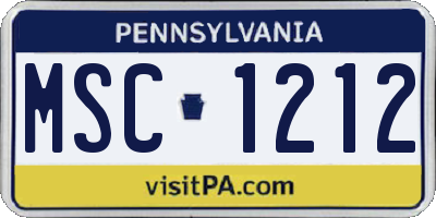 PA license plate MSC1212