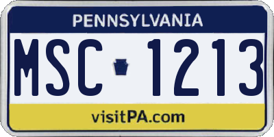 PA license plate MSC1213
