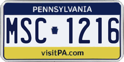 PA license plate MSC1216