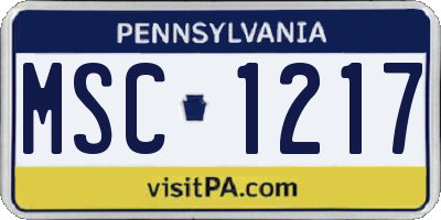 PA license plate MSC1217