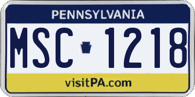 PA license plate MSC1218