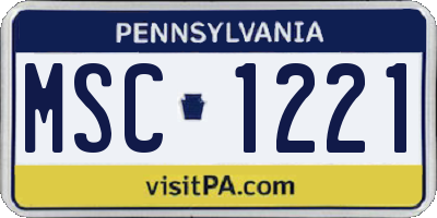 PA license plate MSC1221