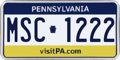 PA license plate MSC1222