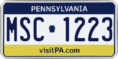 PA license plate MSC1223