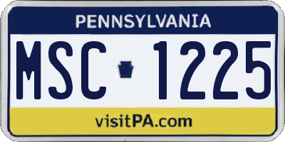 PA license plate MSC1225