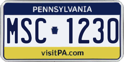 PA license plate MSC1230