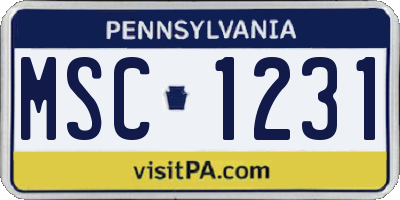 PA license plate MSC1231