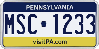 PA license plate MSC1233