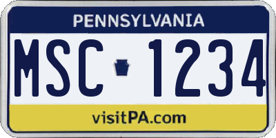 PA license plate MSC1234