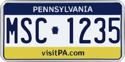 PA license plate MSC1235