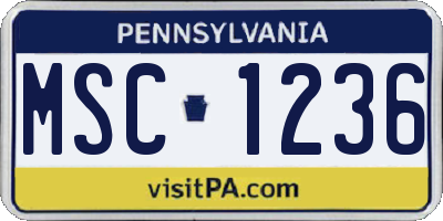 PA license plate MSC1236