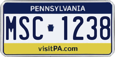 PA license plate MSC1238