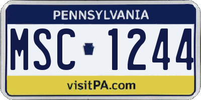 PA license plate MSC1244
