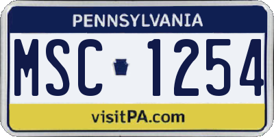 PA license plate MSC1254