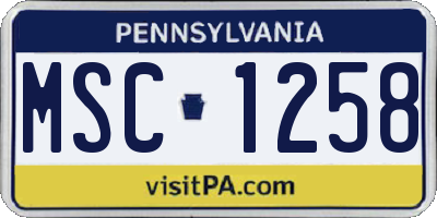 PA license plate MSC1258