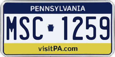 PA license plate MSC1259