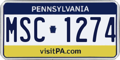 PA license plate MSC1274