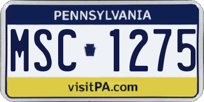 PA license plate MSC1275