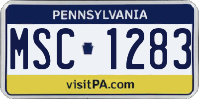 PA license plate MSC1283