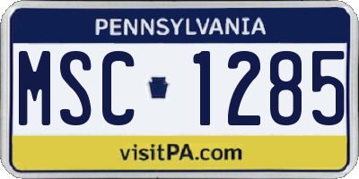 PA license plate MSC1285