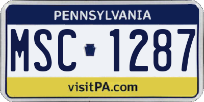 PA license plate MSC1287