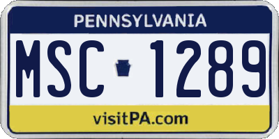 PA license plate MSC1289