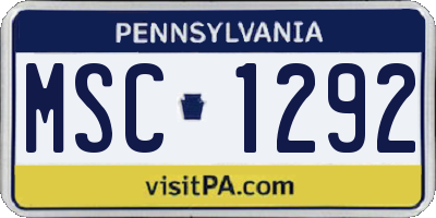 PA license plate MSC1292