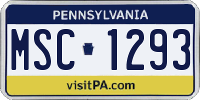 PA license plate MSC1293